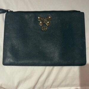 Black Leather GUCCI with Gold Butterfly Accent